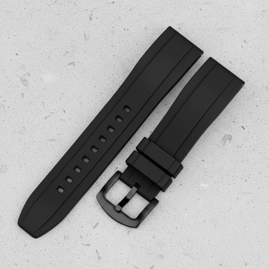 Black watch strap with black buckle
