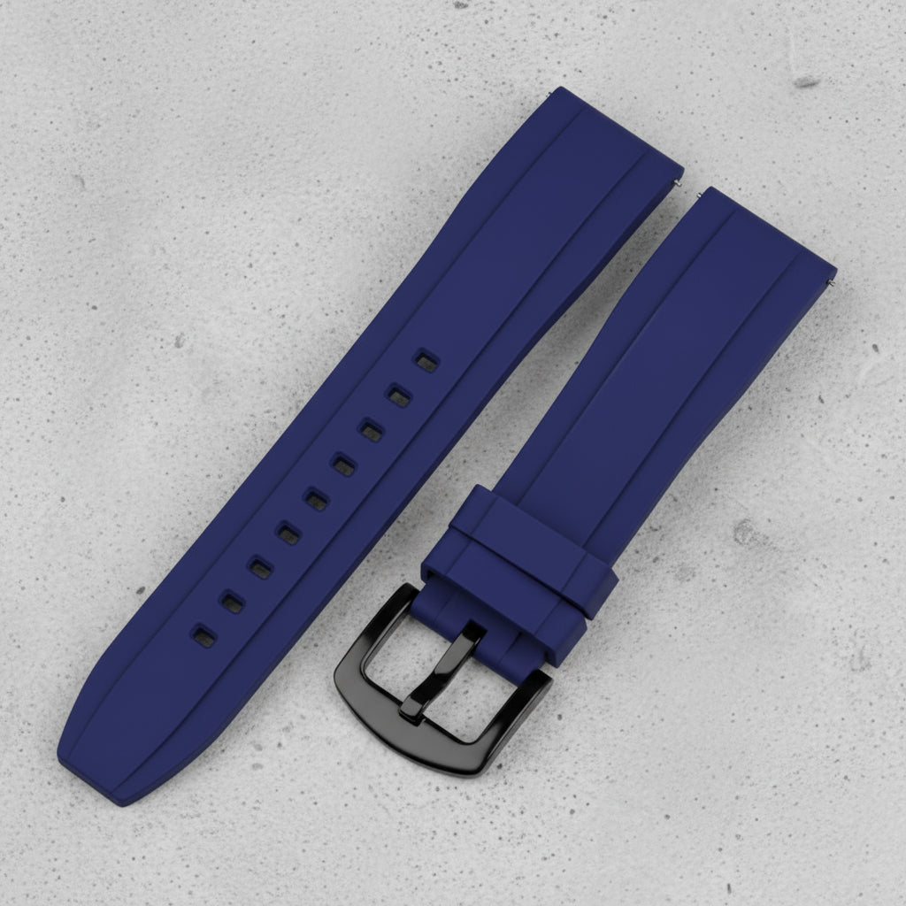 Blue watch strap with black buckle 