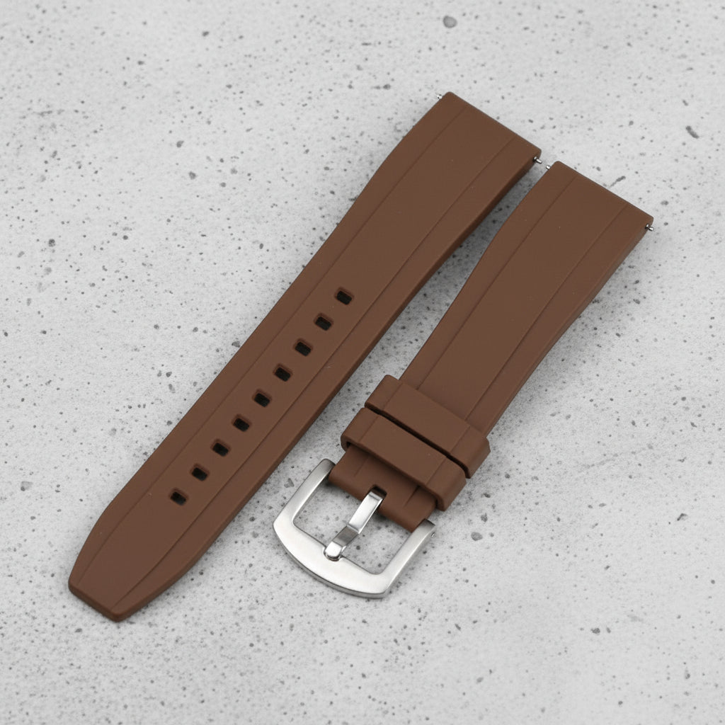 Brown watch strap with silver buckle 
