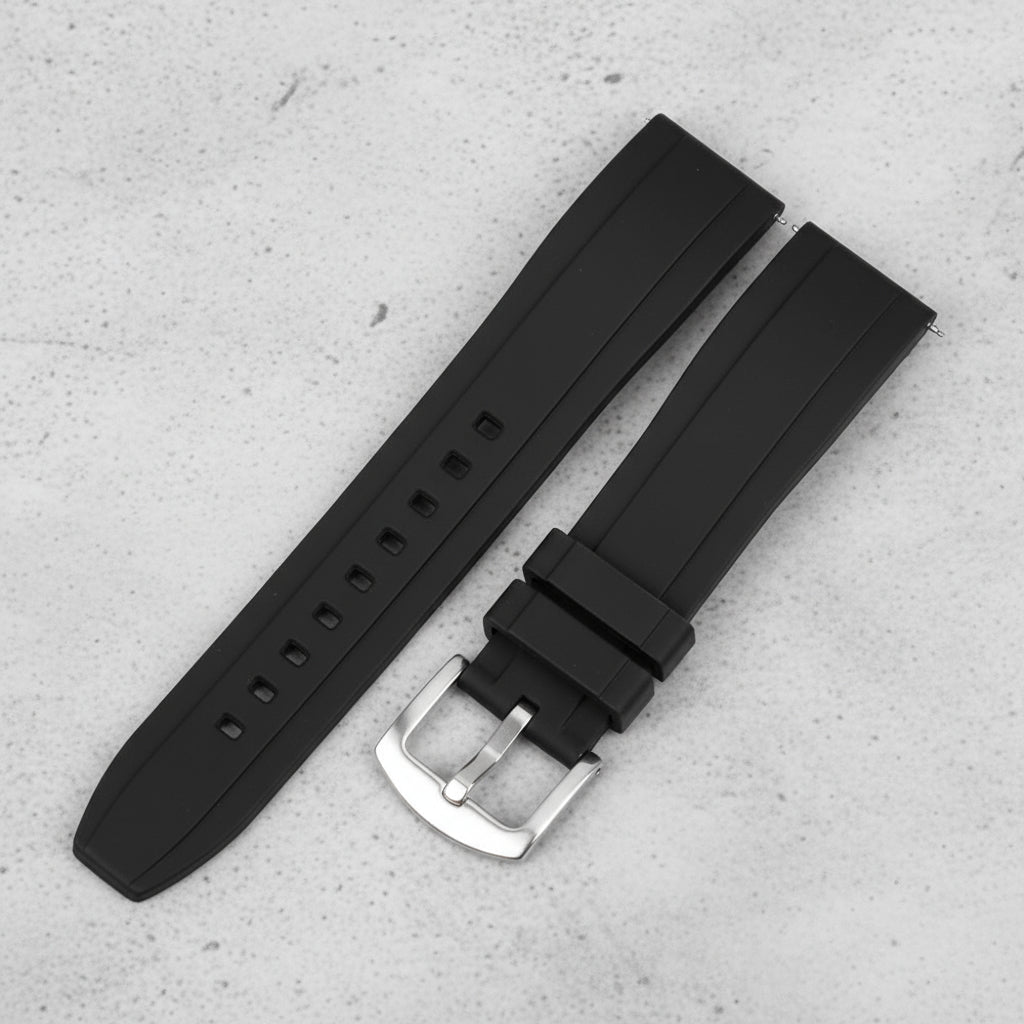 Black watch strap with silver buckle 