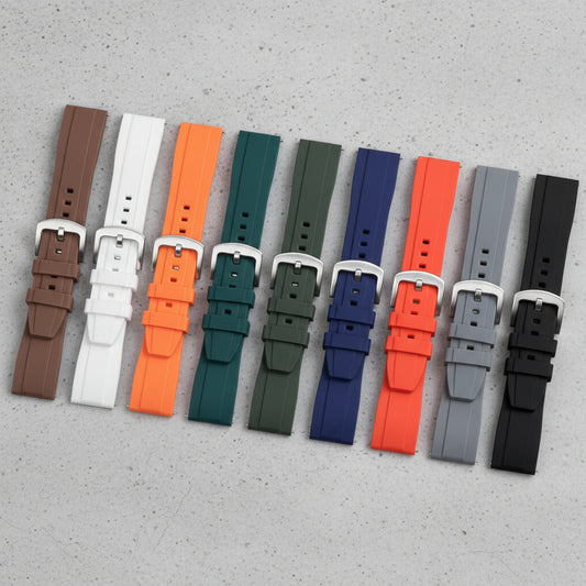 Set of colorful rubber watch straps 