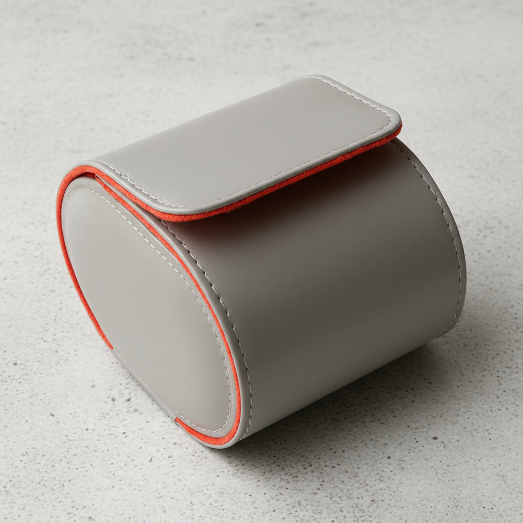 Grey leather 1 watch roll