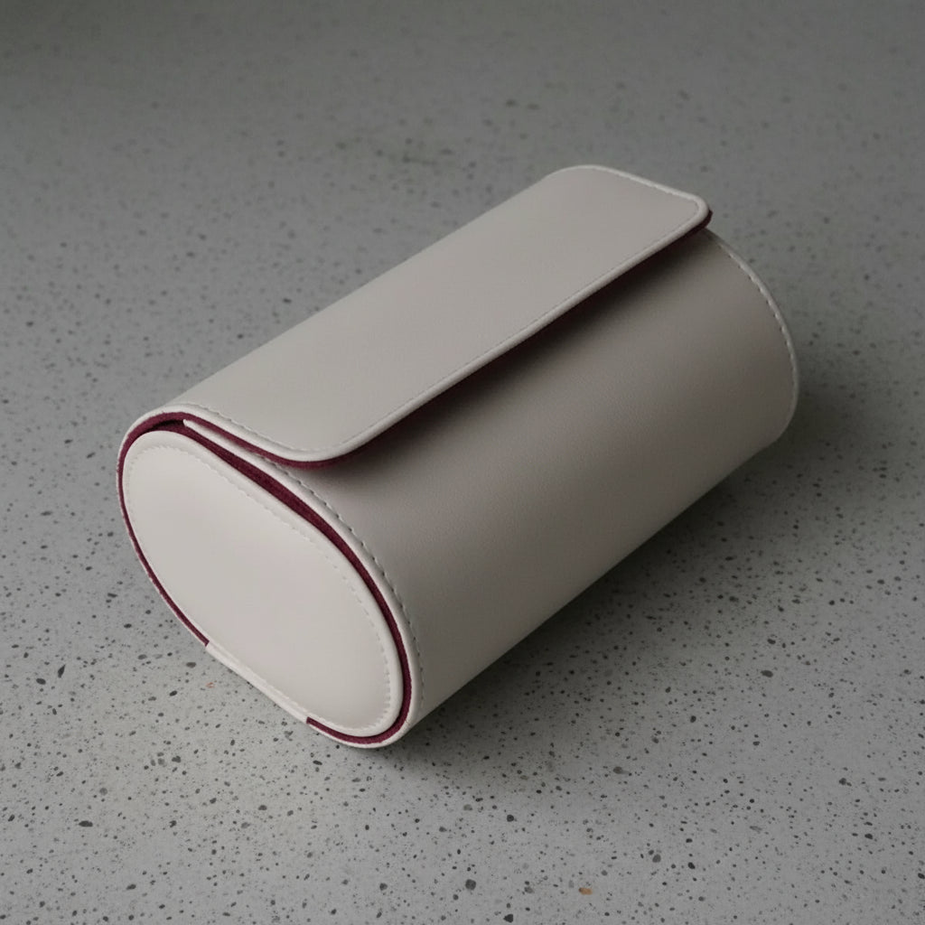 White leather 2 watch roll