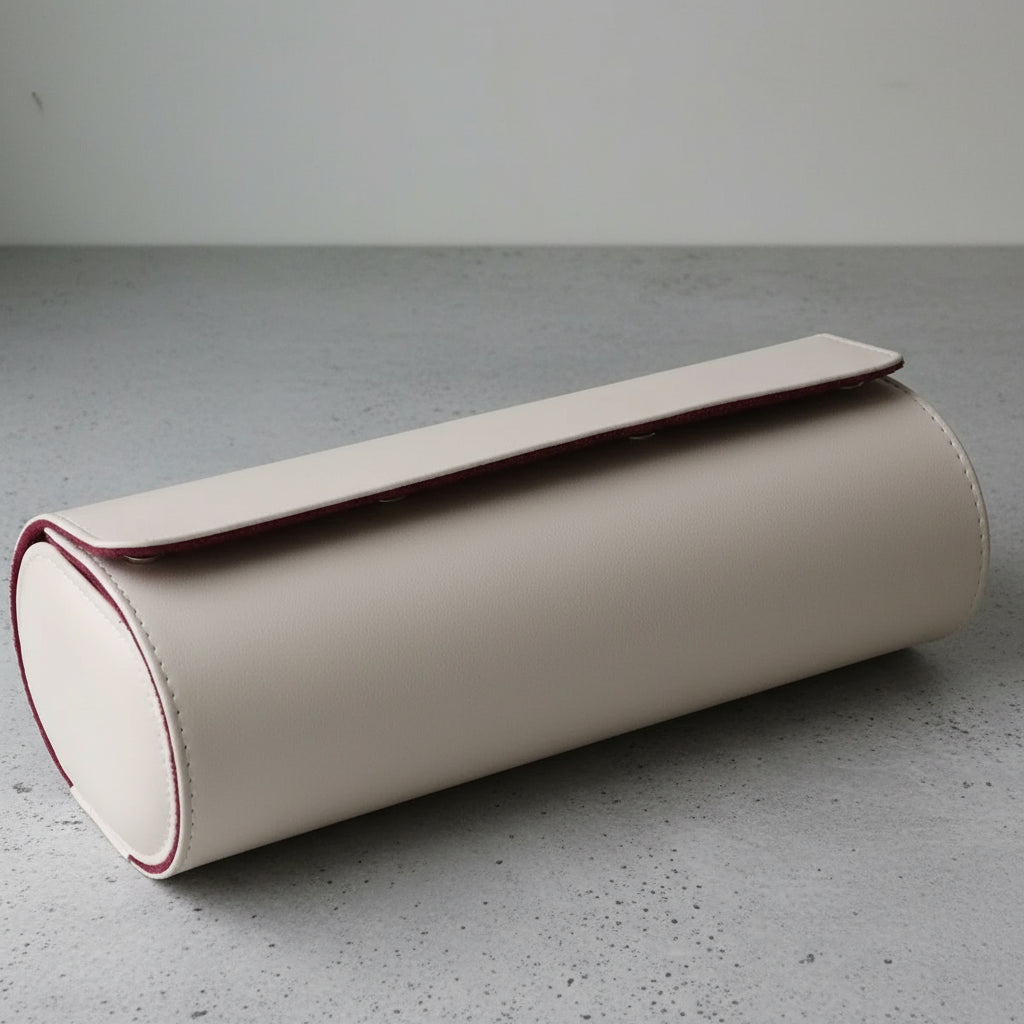 White leather 3 watch roll