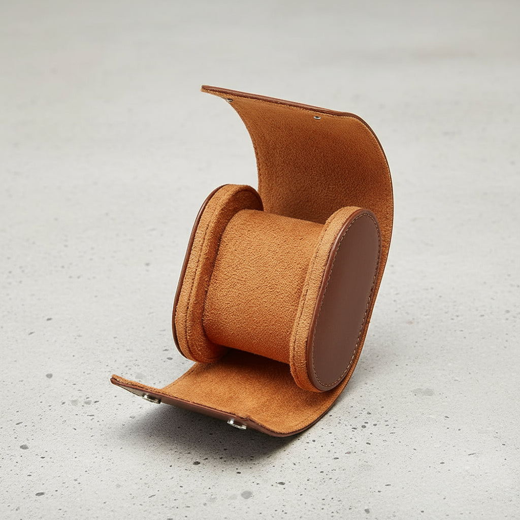 Brown leather 1 watch roll
